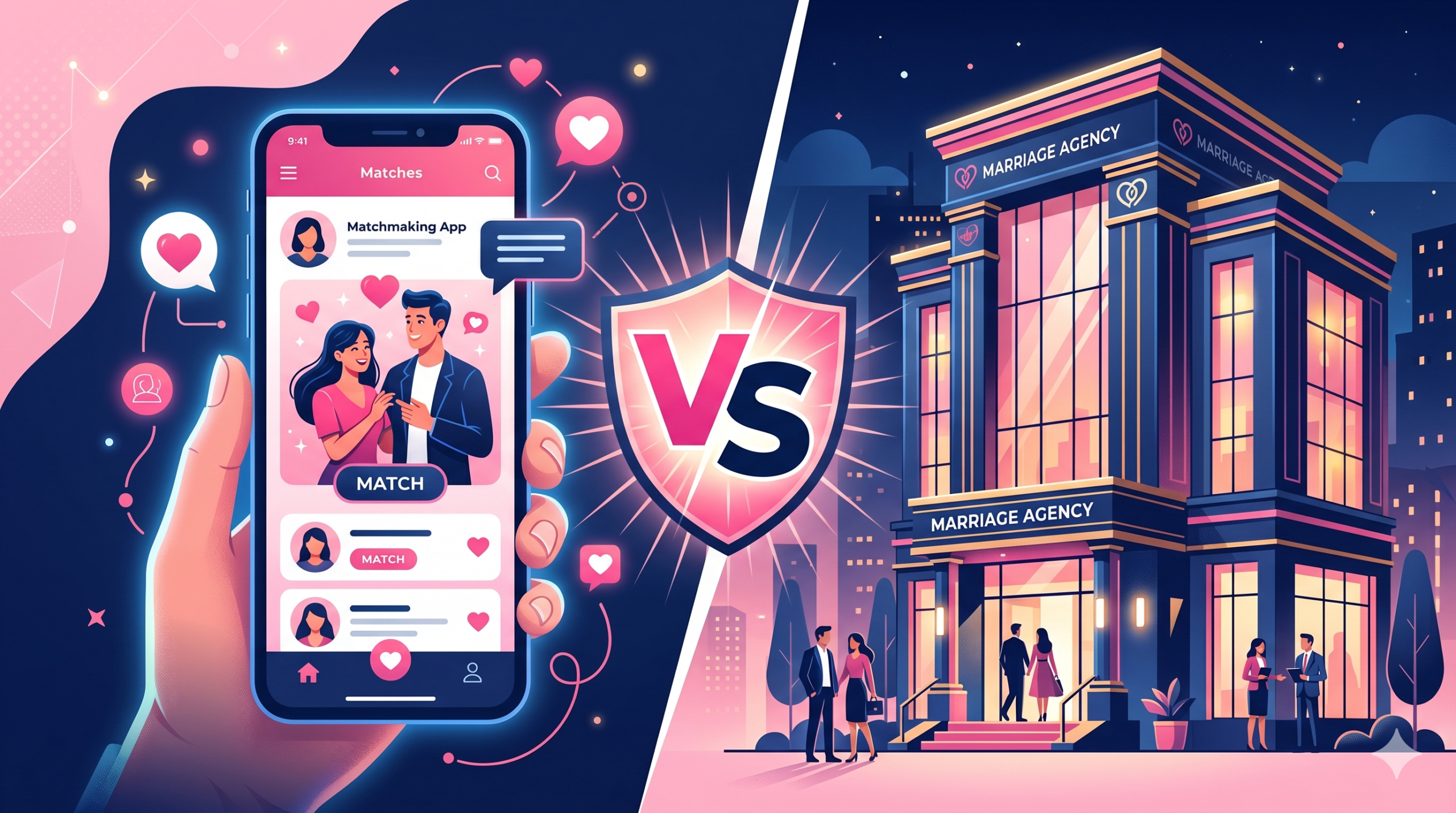 婚活アプリと結婚相談所の比較イメージ