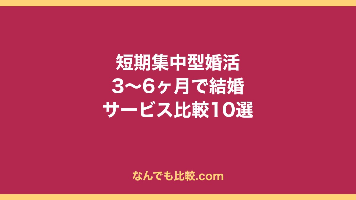 30代男性向け短期集中型婚活サービス比較