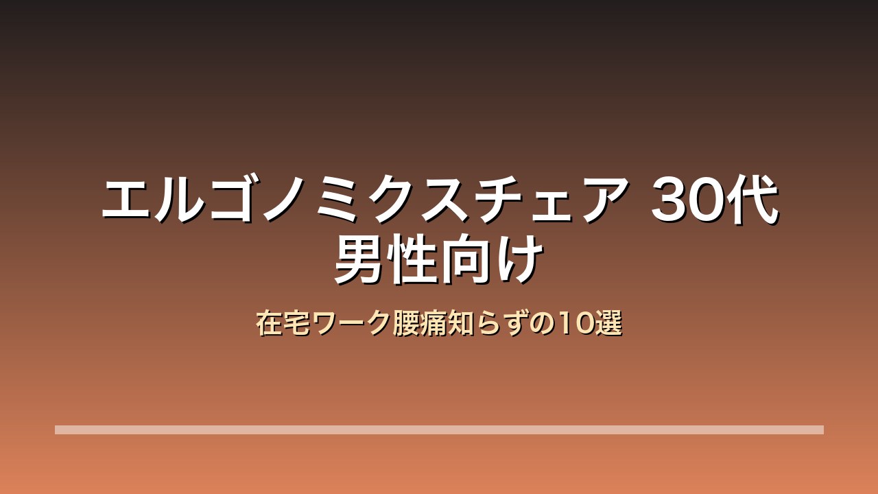30代男性向けエルゴノミクスオフィスチェア10選比較