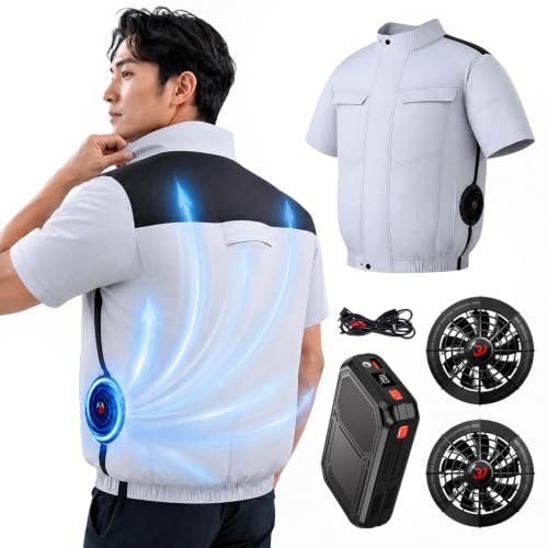 DOPTGHFY 半袖ファン付き作業着 背面ストラップホール設計