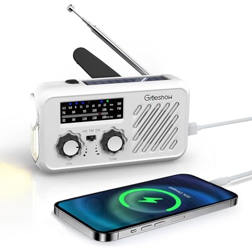 Greeshow 防災ラジオ 手回し ソーラー充電